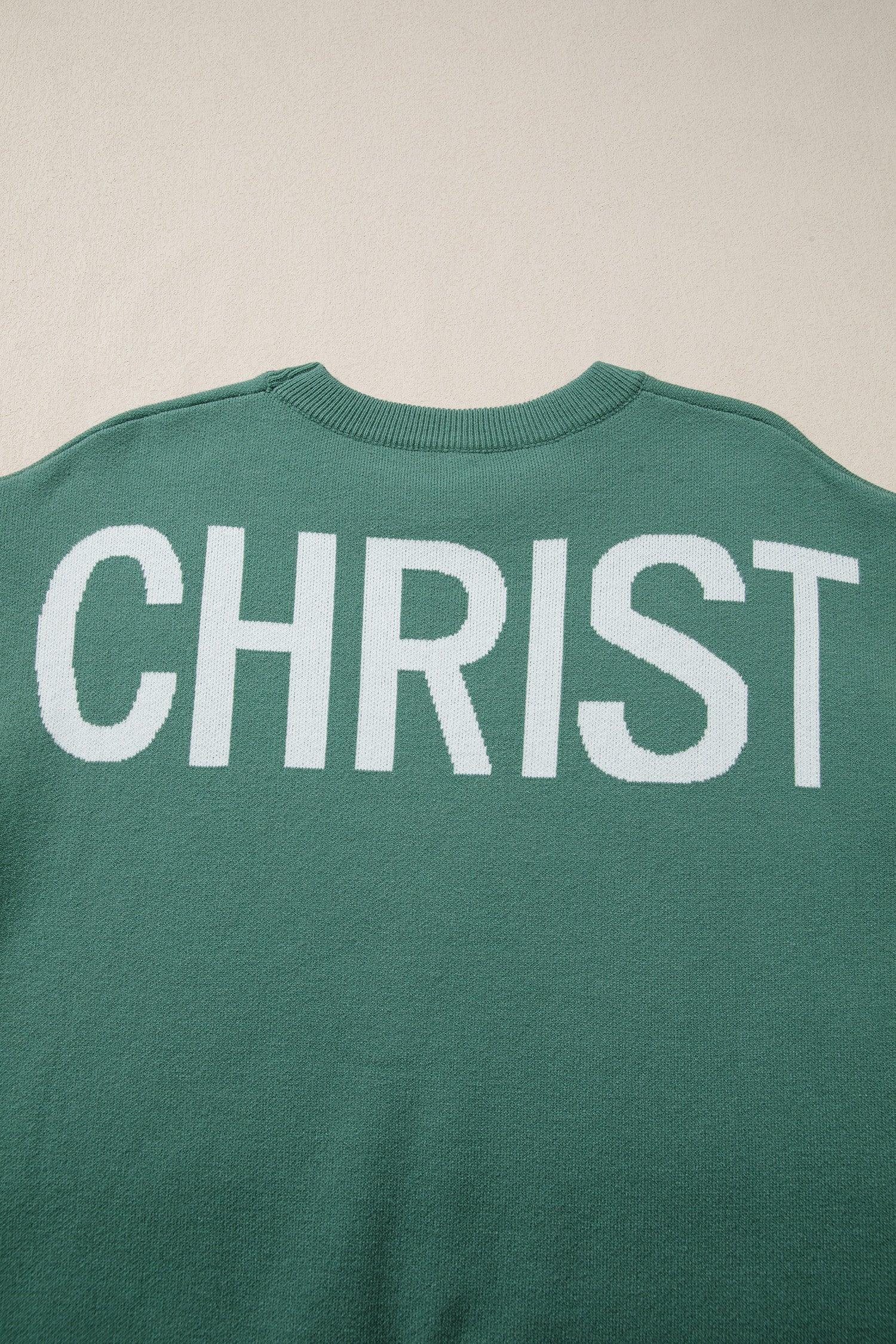 Blackish Green HO HO HO MERRY CHRISTMAS Drop Shoulder Loose Sweater