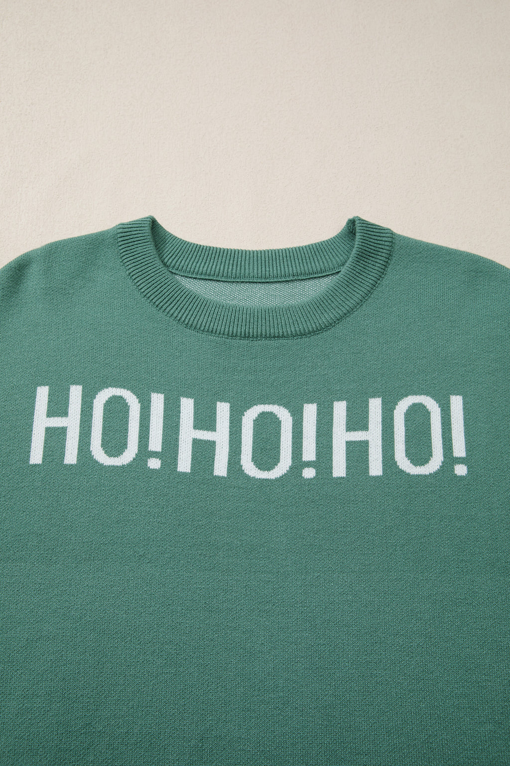 Blackish Green HO HO HO MERRY CHRISTMAS Drop Shoulder Loose Sweater