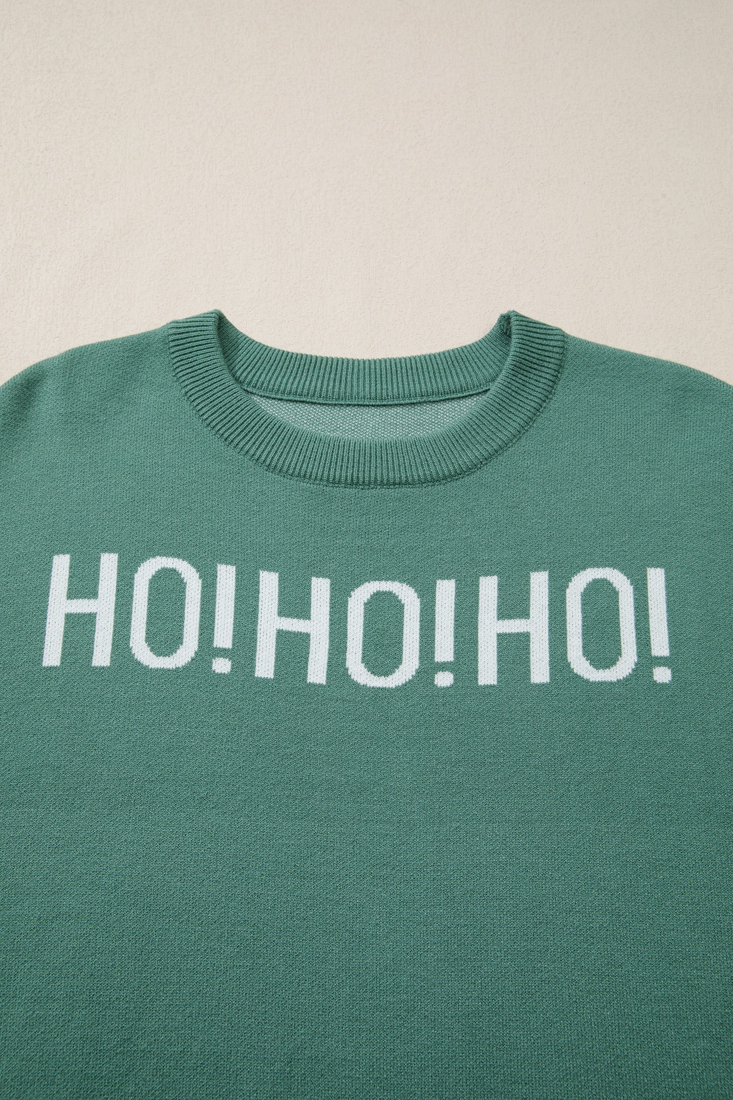 Blackish Green HO HO HO MERRY CHRISTMAS Drop Shoulder Loose Sweater