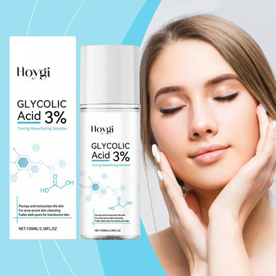 Hoygi anti wrinkle exfoliating serum with 3% glycolic acid for gentle skin resurfacing and hydration.