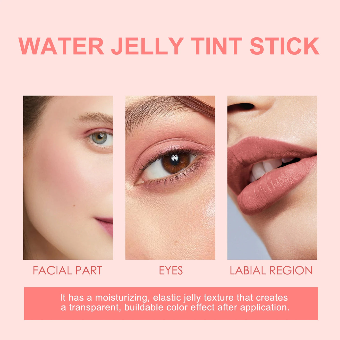 EELHOPE Water Jelly Tint Stick Lasting Waterproof Sweatproof Moisturize Facial Makeup Brightening Lip Gloss Face Blusher Stick