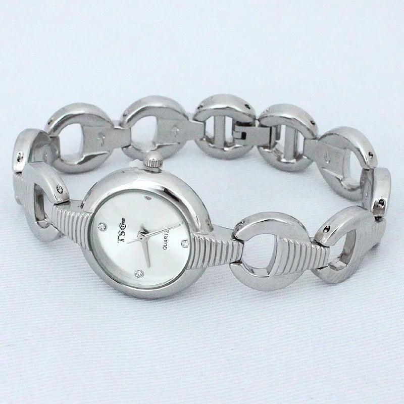 Women Office Ladies Rose Gold Stainless Steel Luxury Quartz Wristwatch