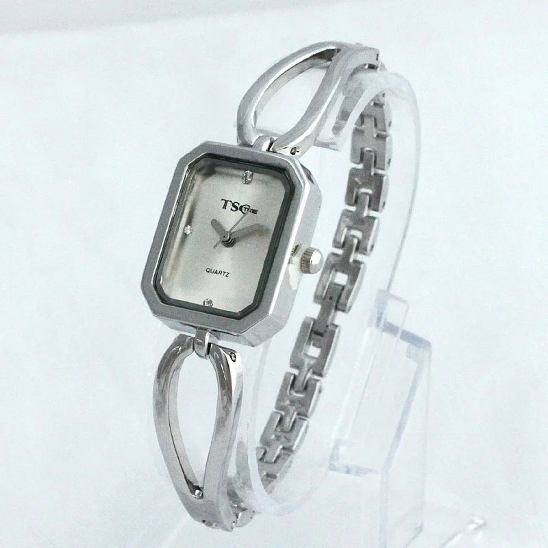 Women Office Ladies Rose Gold Stainless Steel Luxury Quartz Wristwatch