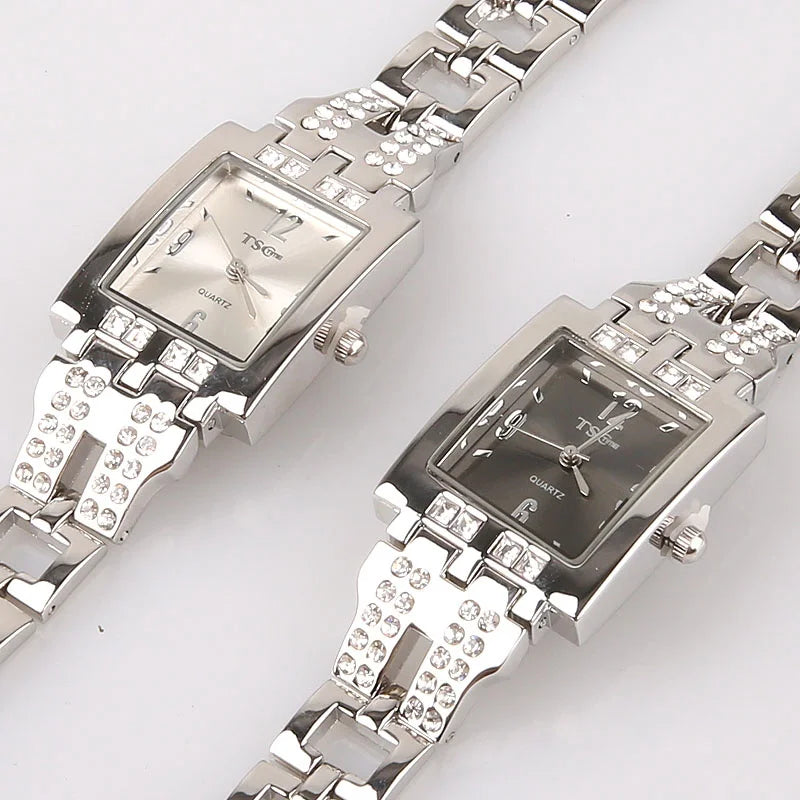 Women Office Ladies Rose Gold Stainless Steel Luxury Quartz Wristwatch