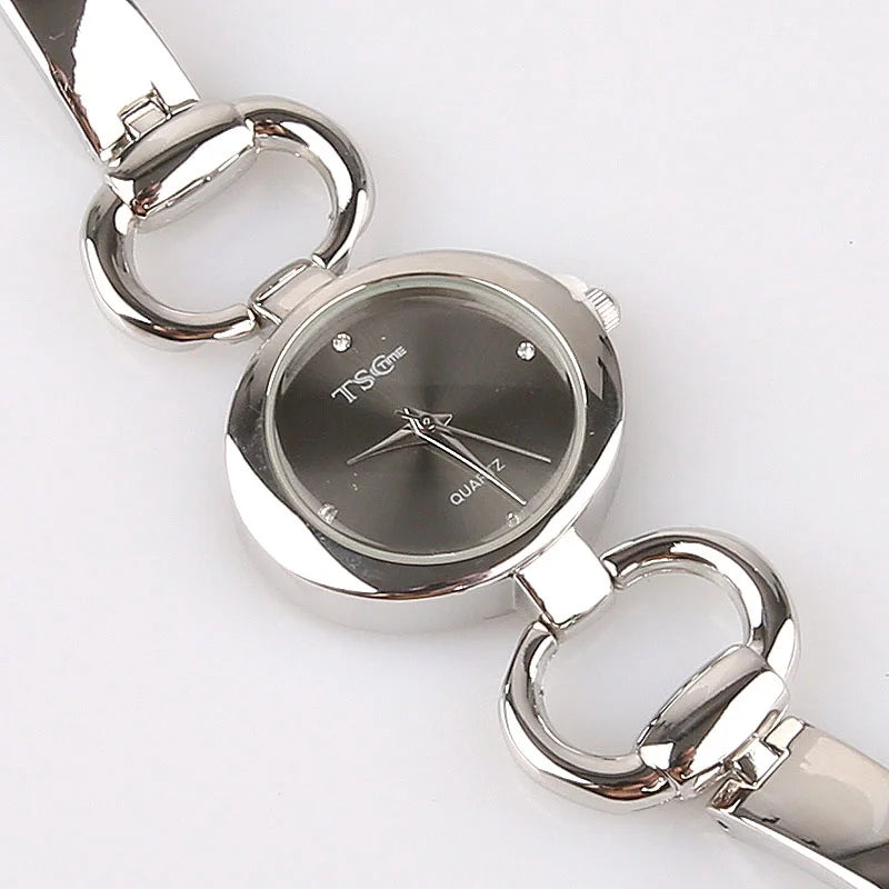 Women Office Ladies Rose Gold Stainless Steel Luxury Quartz Wristwatch