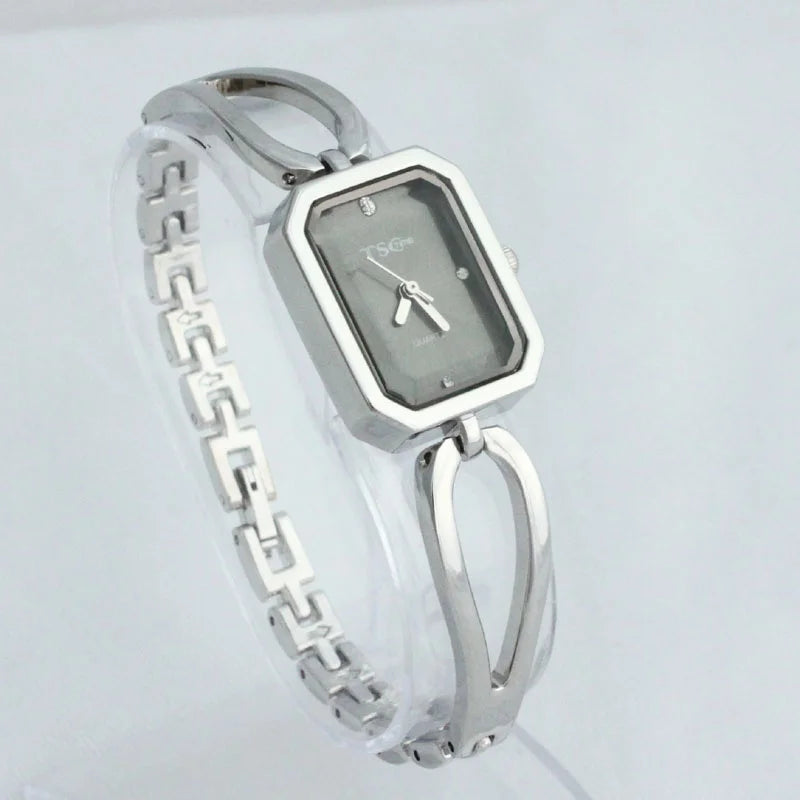 Women Office Ladies Rose Gold Stainless Steel Luxury Quartz Wristwatch