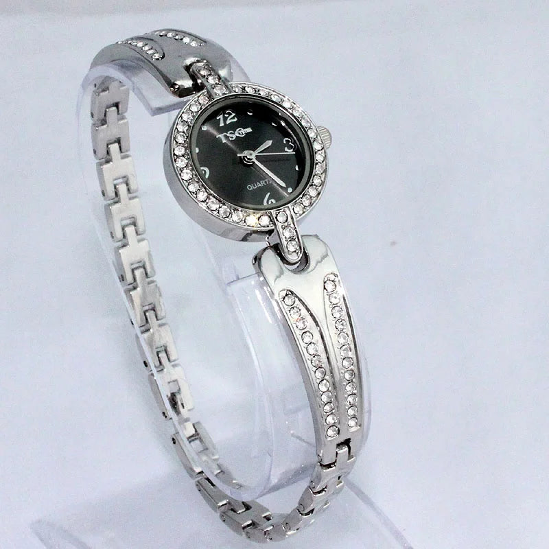 Women Office Ladies Rose Gold Stainless Steel Luxury Quartz Wristwatch