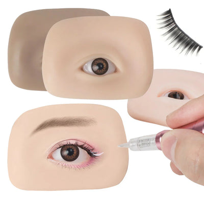 Microblading 5D eyebrow tattoo practice silicone skin with realistic eye shape for makeup training and eyelash extension practice