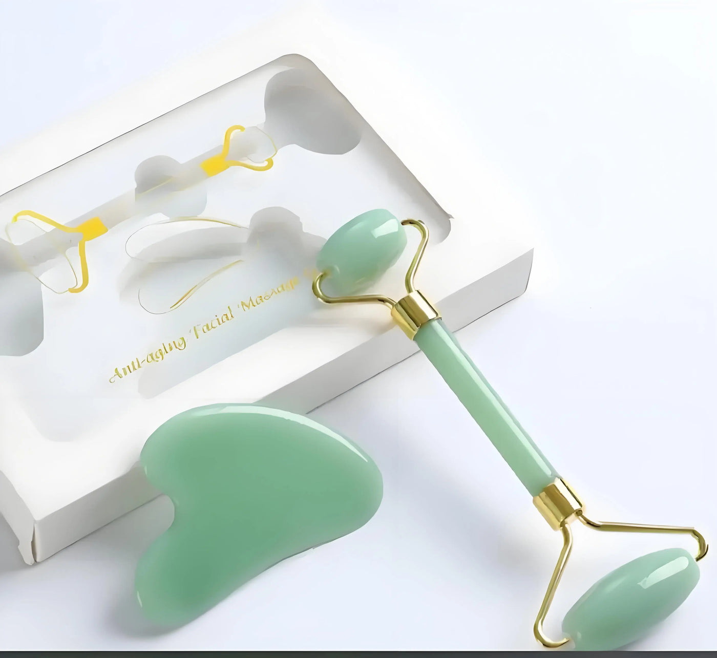 Jade Roller & Gua Sha Set - Dual Head Facial Massage Tools for Skin Care