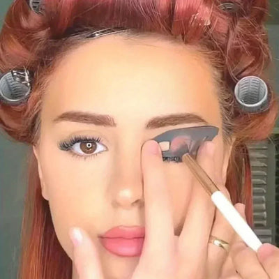 Female eye shadow makeup template tool for quick and easy eye shadow application for beginners