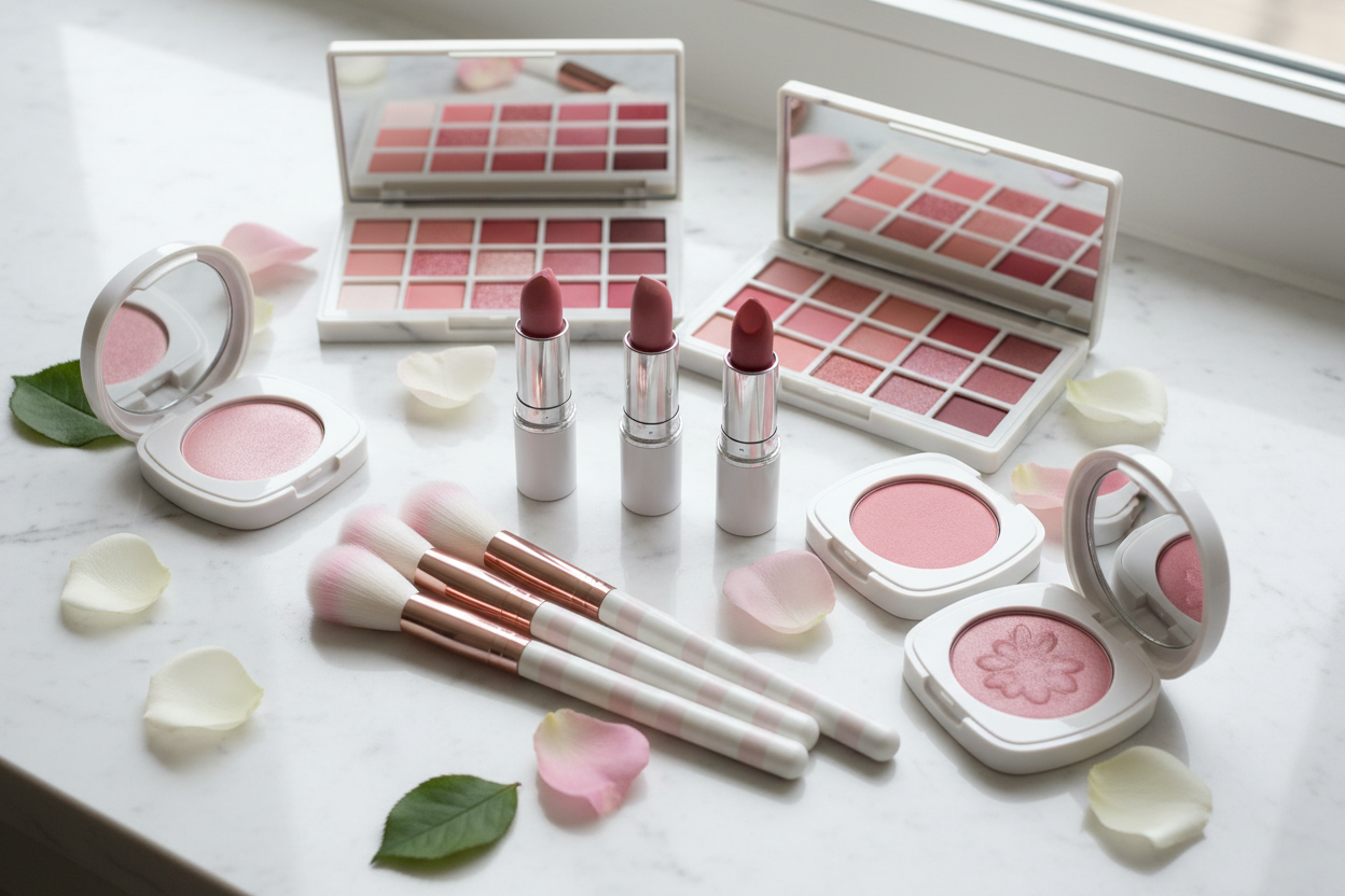 pink and white makeup